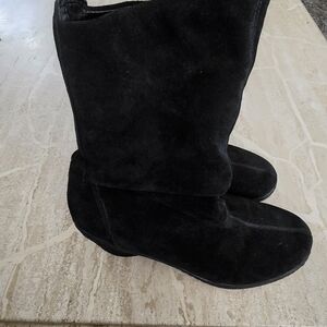Mid calf seude wedge booties sz 8.5